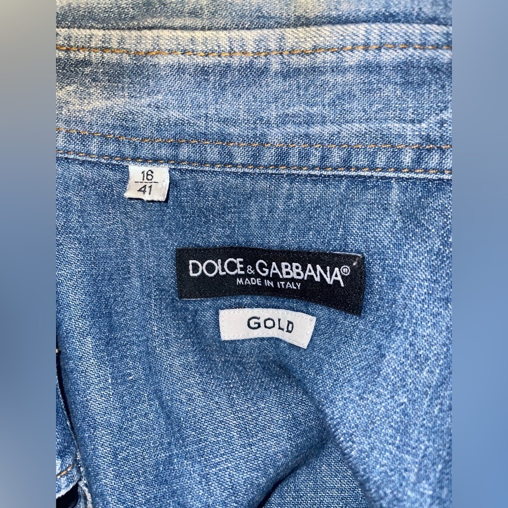 New! Dolce & Gabanna Men’s Blue Denim Western Button Down 🤠 16/41 - Picture 13 of 15